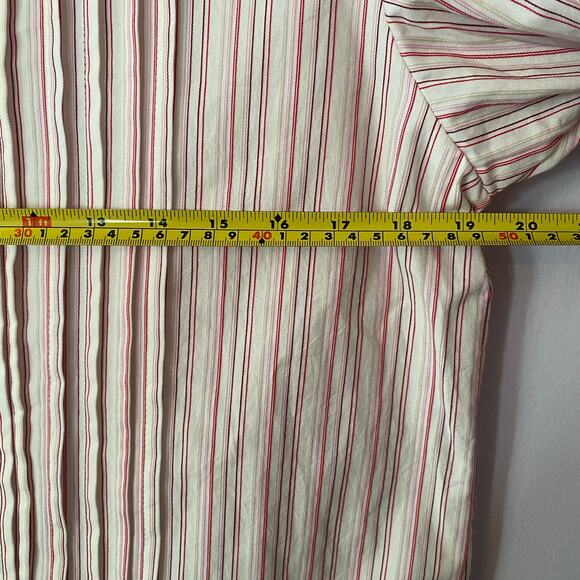 BURU Cream Pink Stripe Button Down Blouse Peter Pan Collar Women's size Medium - Picture 7 of 9